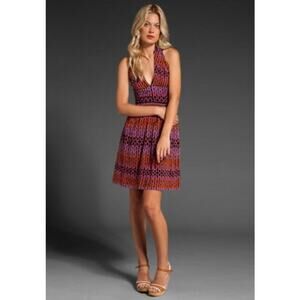 TRINA TURK Silk Dress the Campania Loop Halter Cocktail Dress Women's Size 10